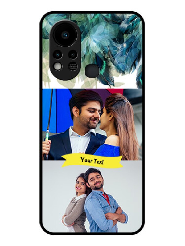 Custom Infinix Hot 11s Personalized Glass Phone Case - Image with Boho Peacock Feather Design