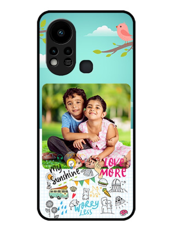 Custom Infinix Hot 11s Photo Printing on Glass Case - Doodle love Design