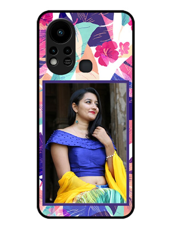 Custom Infinix Hot 11s Custom Glass Mobile Case - Abstract Floral Design