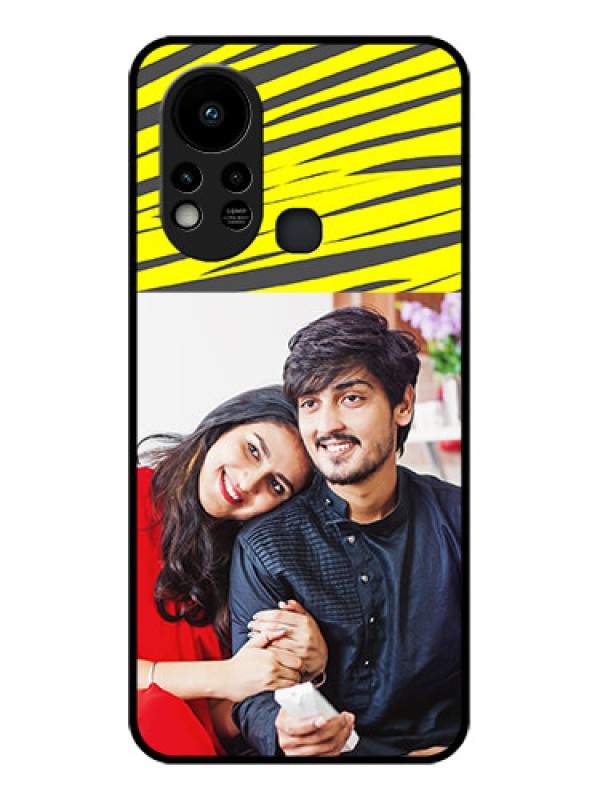 Custom Infinix Hot 11s Photo Printing on Glass Case - Yellow Abstract Design