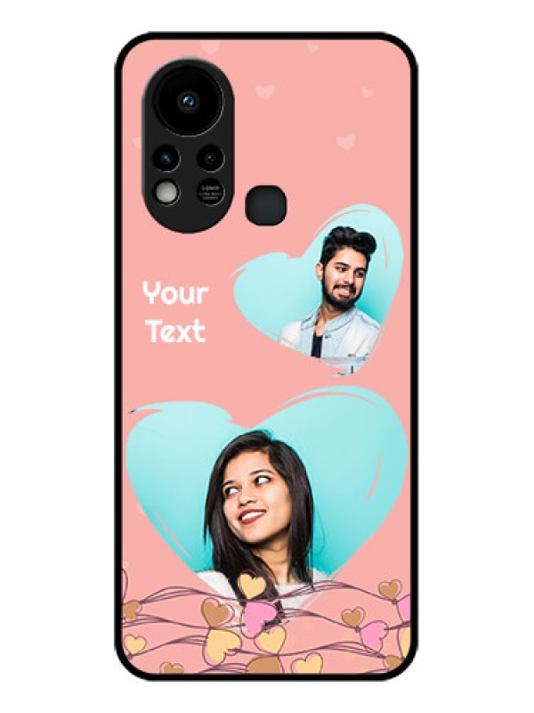 Custom Infinix Hot 11s Custom Glass Mobile Case - Love Doodle Design