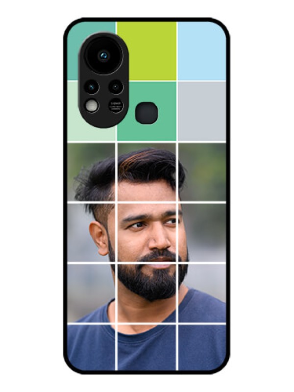 Custom Infinix Hot 11s Photo Printing on Glass Case - with white box pattern