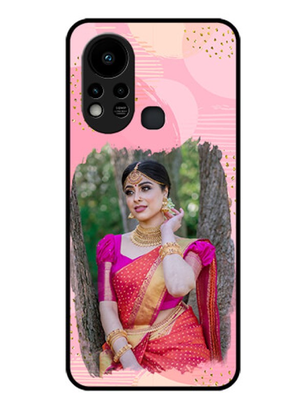 Custom Infinix Hot 11s Personalized Glass Phone Case - Gold Glitter Splash Design