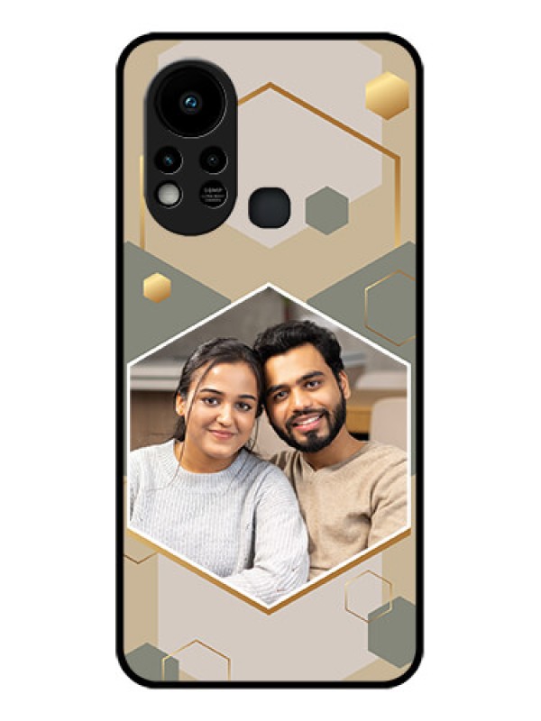 Custom Infinix Hot 11s Photo Printing on Glass Case - Stylish Hexagon Pattern Design