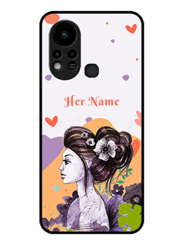 Custom Infinix Hot 11s Personalized Glass Phone Case - Woman And Nature Design