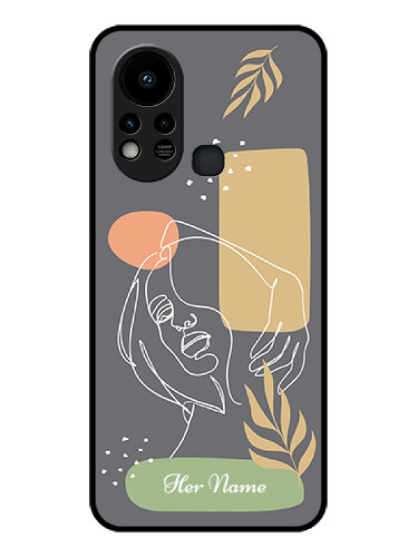 Custom Infinix Hot 11s Custom Glass Phone Case - Gazing Woman line art Design