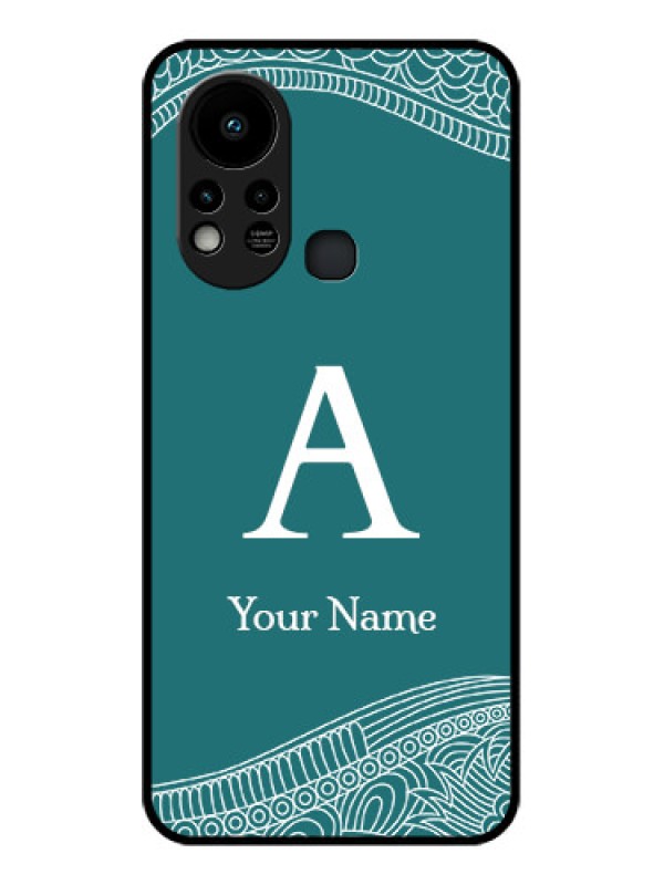 Custom Infinix Hot 11s Personalized Glass Phone Case - line art pattern with custom name Design