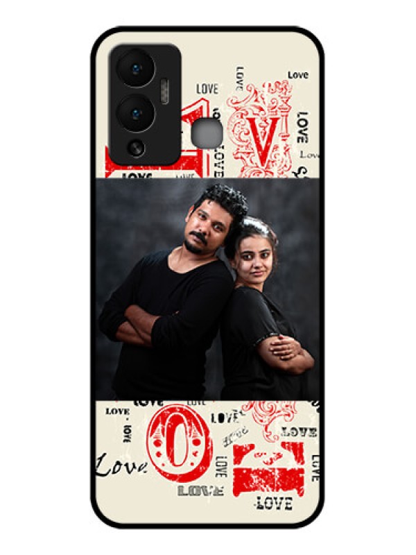 Custom Infinix Hot 12 Play Photo Printing on Glass Case - Trendy Love Design Case