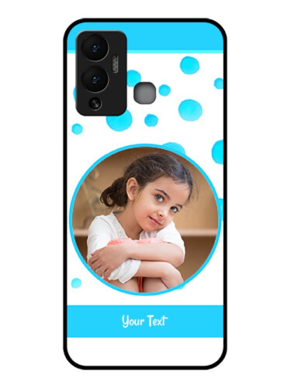 Custom Infinix Hot 12 Play Photo Printing on Glass Case - Blue Bubbles Pattern Design