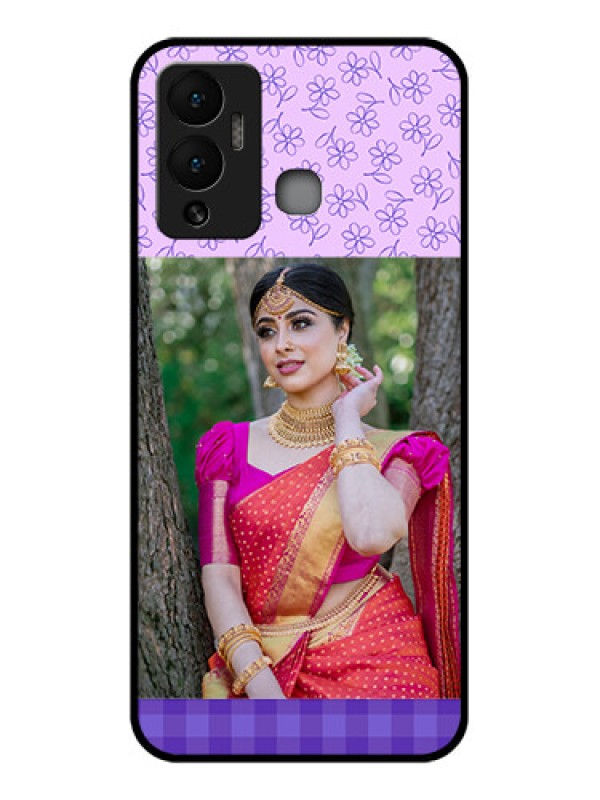 Custom Infinix Hot 12 Play Custom Glass Phone Case - Purple Floral Design