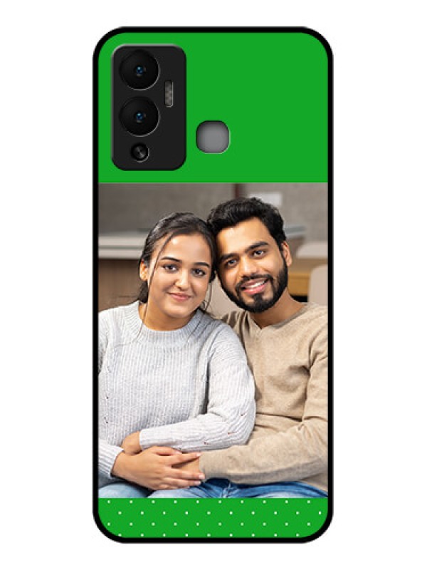 Custom Infinix Hot 12 Play Personalized Glass Phone Case - Green Pattern Design