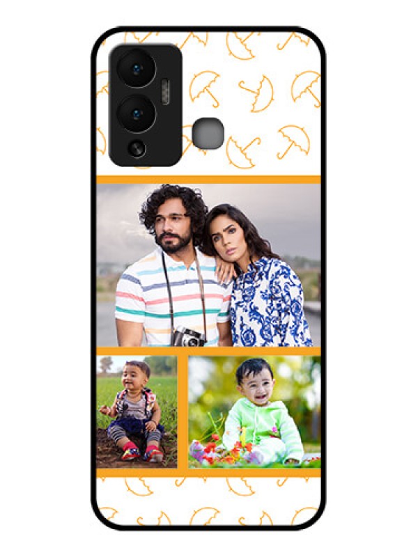 Custom Infinix Hot 12 Play Custom Glass Mobile Case - Yellow Pattern Design