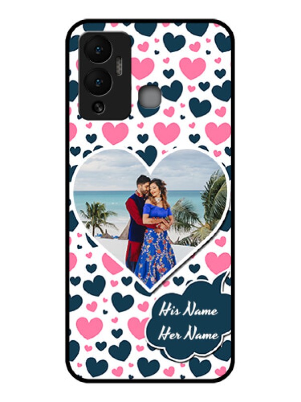 Custom Infinix Hot 12 Play Custom Glass Phone Case - Pink & Blue Heart Design