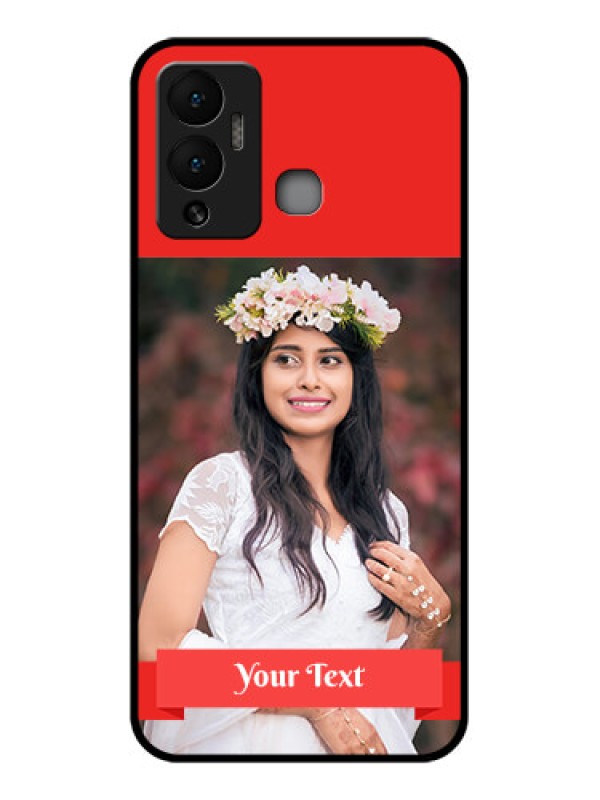 Custom Infinix Hot 12 Play Custom Glass Phone Case - Simple Red Color Design
