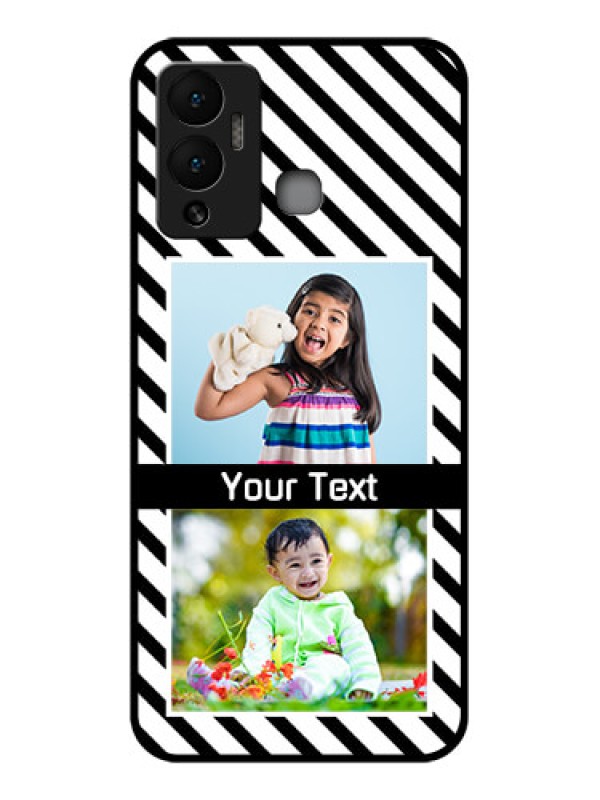 Custom Infinix Hot 12 Play Photo Printing on Glass Case - Black And White Stripes Design