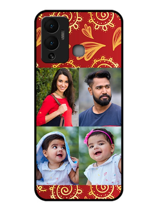 Custom Infinix Hot 12 Play Photo Printing on Glass Case - 4 Image Traditional Design