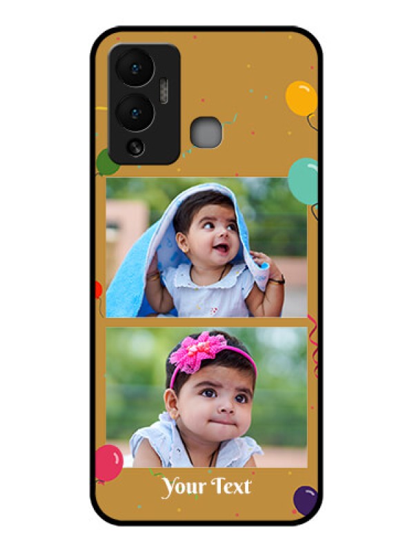 Custom Infinix Hot 12 Play Personalized Glass Phone Case - Image Holder with Birthday Celebrations Design