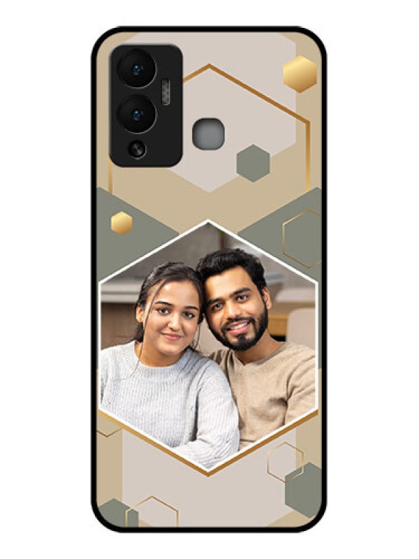 Custom Infinix Hot 12 Play Photo Printing on Glass Case - Stylish Hexagon Pattern Design