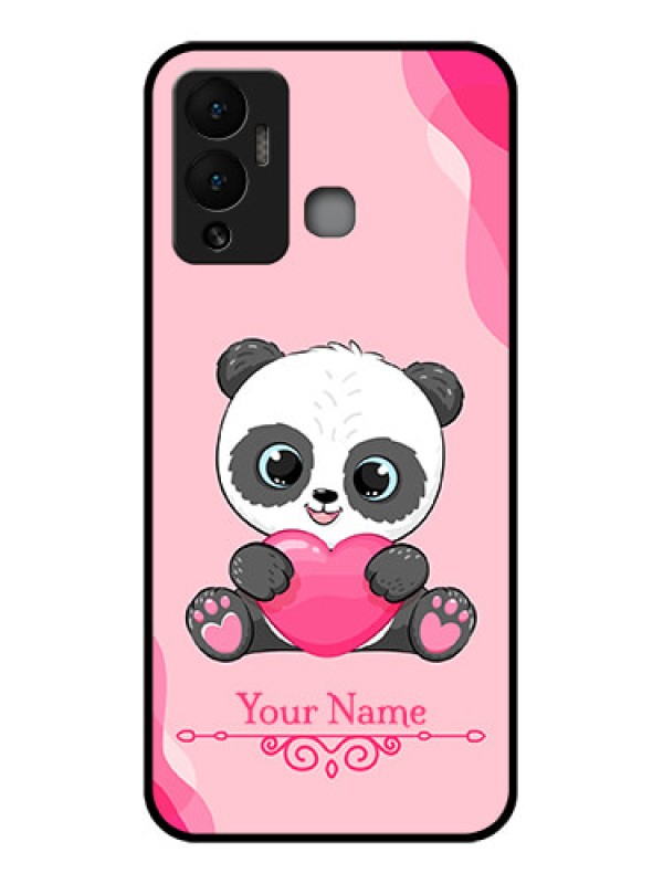 Custom Infinix Hot 12 Play Custom Glass Mobile Case - Cute Panda Design