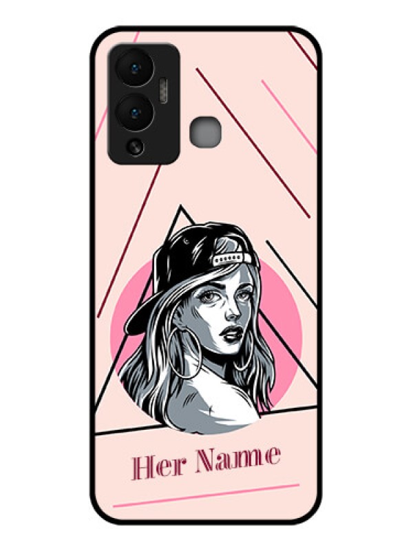 Custom Infinix Hot 12 Play Personalized Glass Phone Case - Rockstar Girl Design