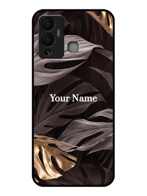 Custom Infinix Hot 12 Play Personalised Glass Phone Case - Wild Leaves digital paint Design