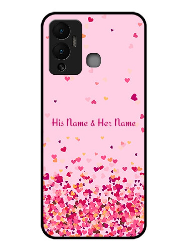 Custom Infinix Hot 12 Play Photo Printing on Glass Case - Floating Hearts Design