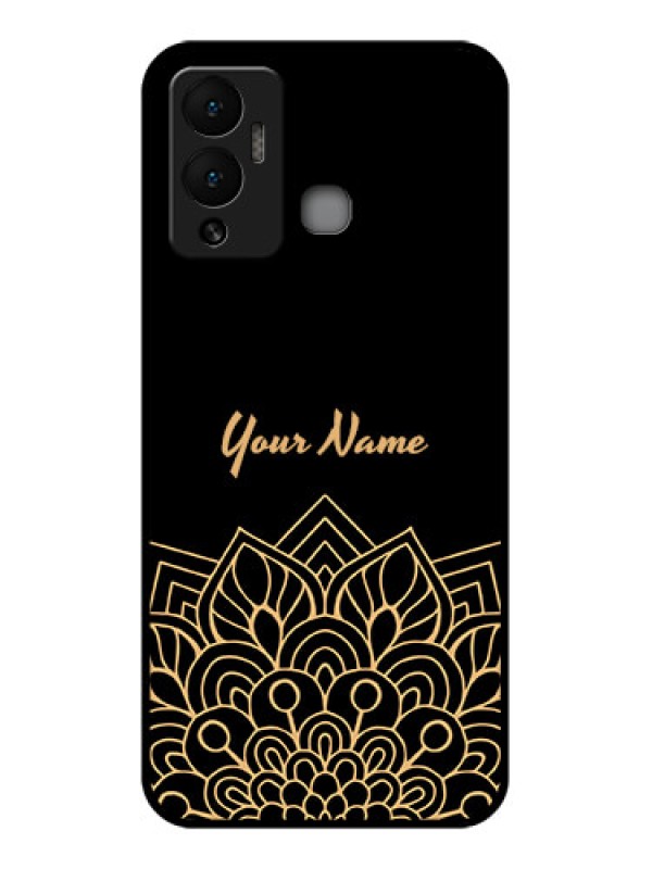 Custom Infinix Hot 12 Play Custom Glass Phone Case - Golden mandala Design