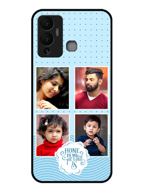 Custom Infinix Hot 12 Play Custom Glass Phone Case - Cute love quote with 4 pic upload Design