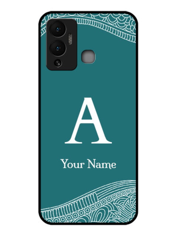 Custom Infinix Hot 12 Play Personalized Glass Phone Case - line art pattern with custom name Design