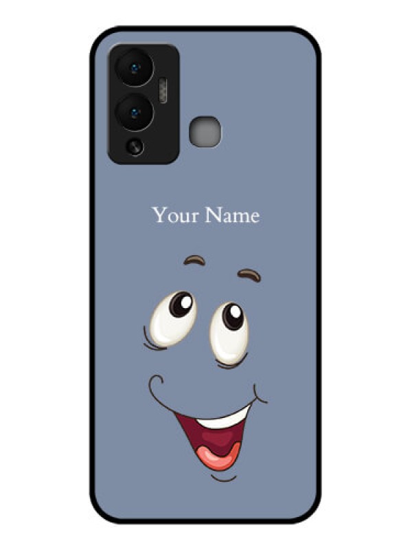 Custom Infinix Hot 12 Play Photo Printing on Glass Case - Laughing Cartoon Face Design