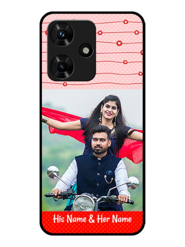 Custom Infinix Hot 30i Personalized Glass Phone Case - Red Pattern Case Design