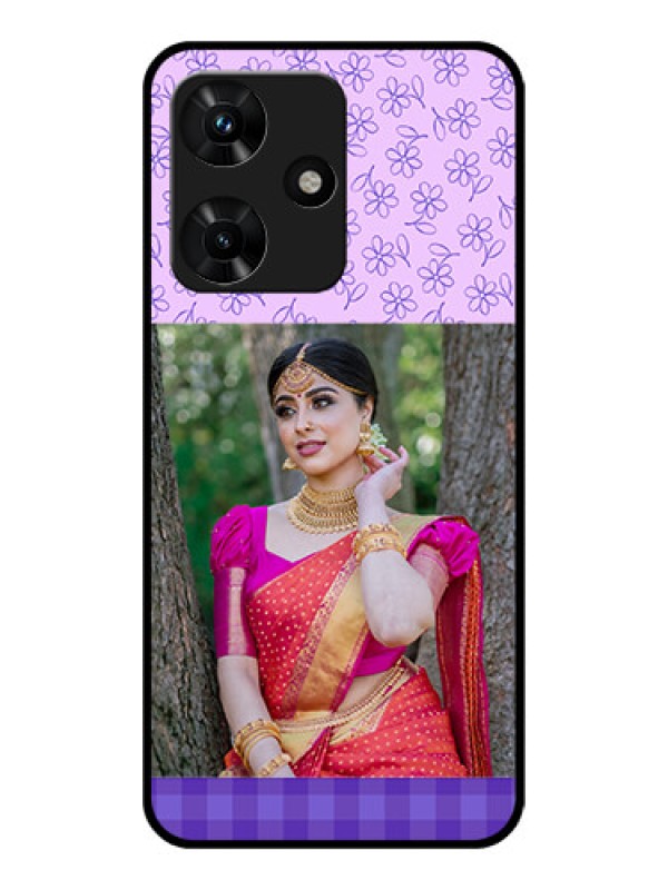 Custom Infinix Hot 30i Custom Glass Phone Case - Purple Floral Design