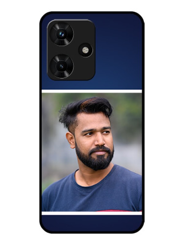 Custom Infinix Hot 30i Personalized Glass Phone Case - Simple Royal Blue Design