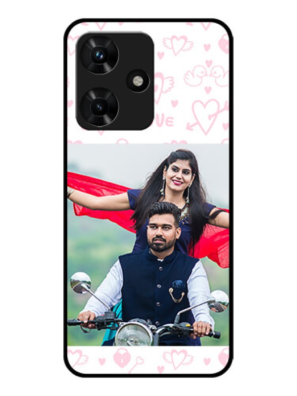 Custom Infinix Hot 30i Custom Glass Mobile Case - Pink Flying Heart Design