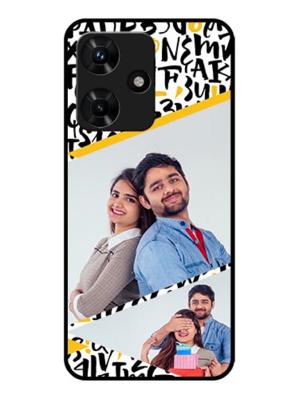 Custom Infinix Hot 30i Custom Glass Mobile Case - Letters Pattern Design