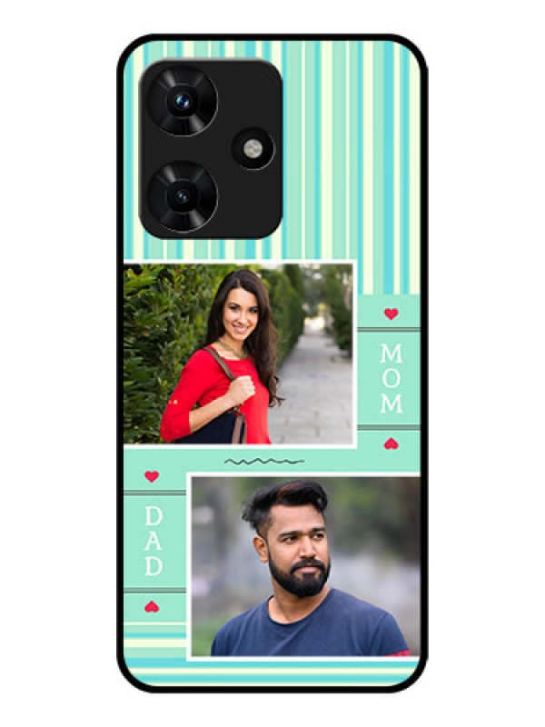 Custom Infinix Hot 30i Custom Glass Phone Case - Mom & Dad Pic Design