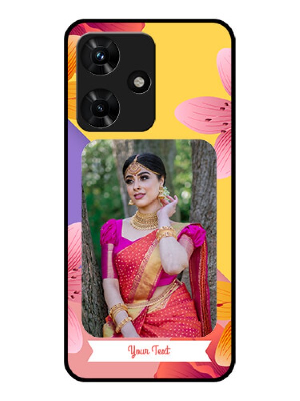 Custom Infinix Hot 30i Custom Glass Mobile Case - 3 Image With Vintage Floral Design