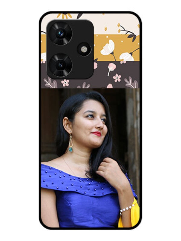 Custom Infinix Hot 30i Custom Glass Phone Case - Stylish Floral Design