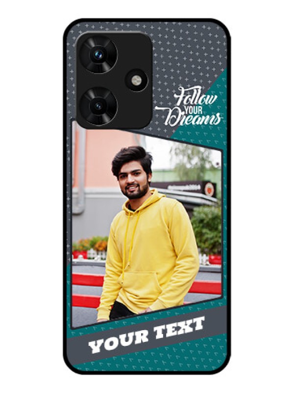 Custom Infinix Hot 30i Personalized Glass Phone Case - Background Pattern Design with Quote
