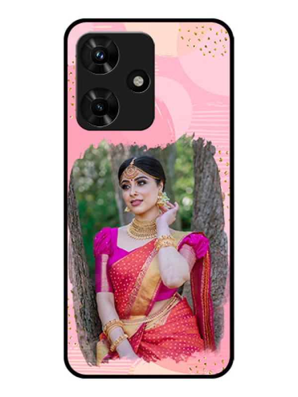 Custom Infinix Hot 30i Personalized Glass Phone Case - Gold Glitter Splash Design