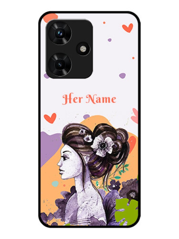 Custom Infinix Hot 30i Personalized Glass Phone Case - Woman And Nature Design