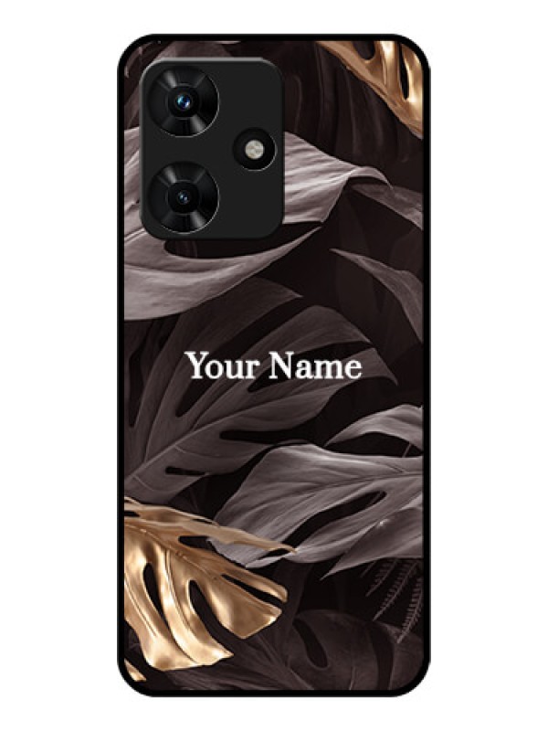 Custom Infinix Hot 30i Personalised Glass Phone Case - Wild Leaves digital paint Design