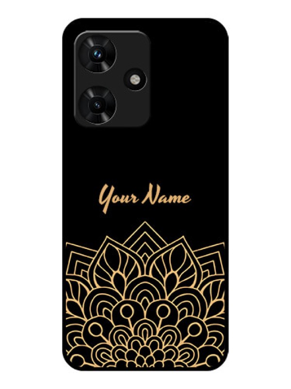 Custom Infinix Hot 30i Custom Glass Phone Case - Golden mandala Design