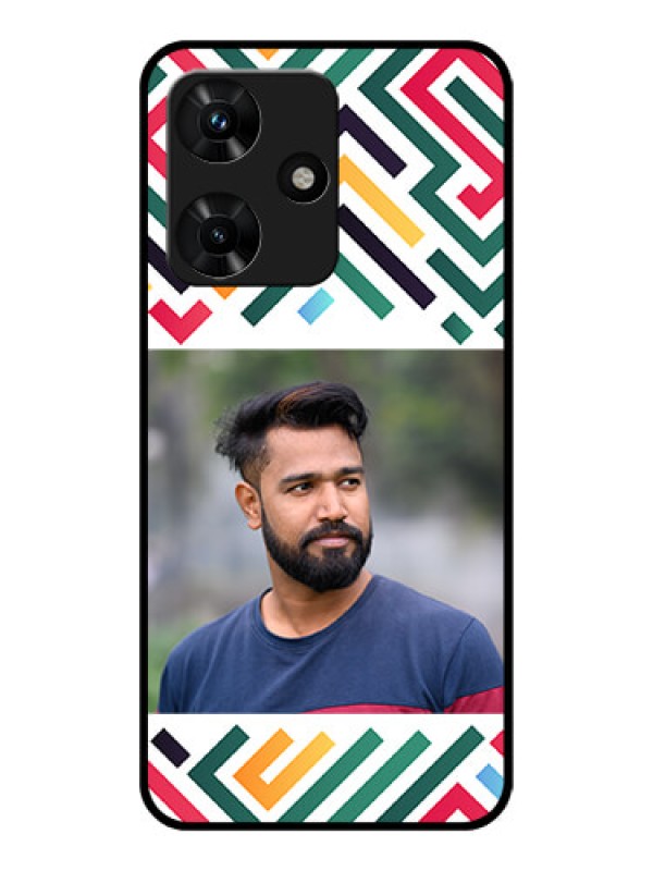 Custom Infinix Hot 30i Personalized Glass Phone Case - Colorful Maze Pattern Design