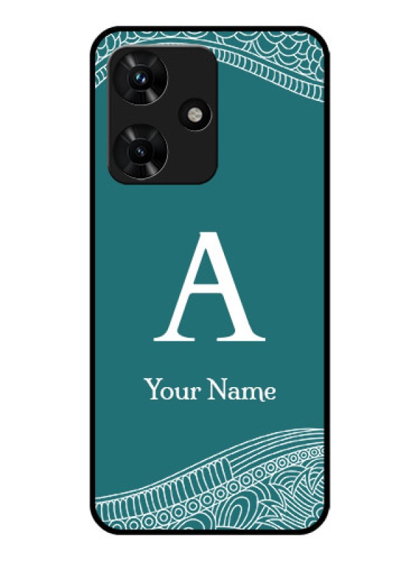 Custom Infinix Hot 30i Personalized Glass Phone Case - line art pattern with custom name Design