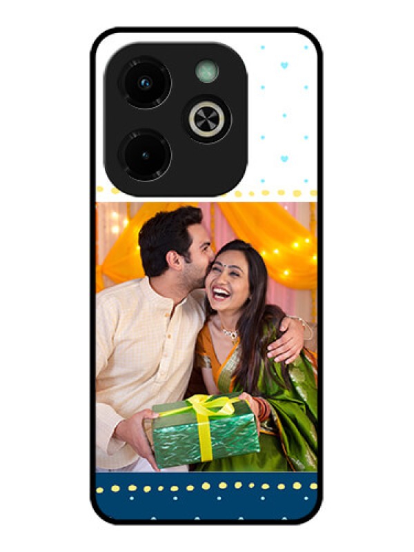 Custom Infinix Hot 40I Custom Glass Phone Case - White And Blue Abstract Design