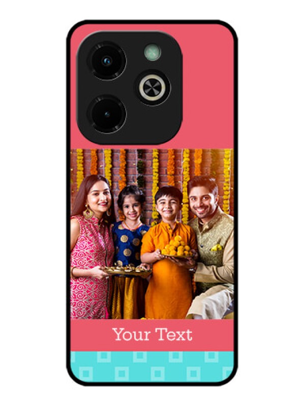 Custom Infinix Hot 40I Custom Glass Phone Case - Peach and Blue Color Design