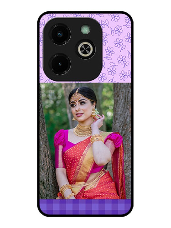 Custom Infinix Hot 40I Custom Glass Phone Case - Purple Floral Design