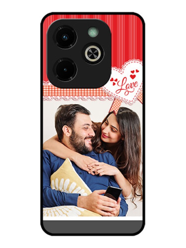 Custom Infinix Hot 40I Custom Glass Phone Case - Red Love Pattern Design