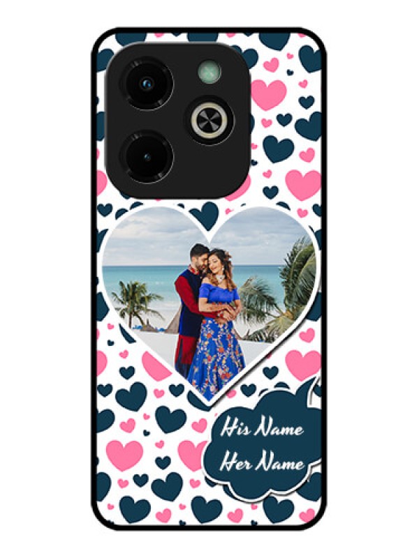 Custom Infinix Hot 40I Custom Glass Phone Case - Pink and Blue Heart Design